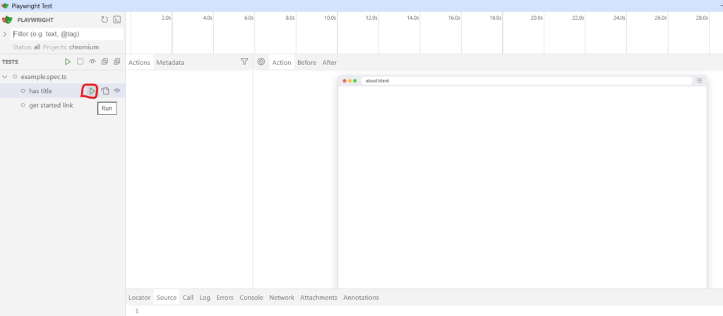 Creation of empty Playwright project image